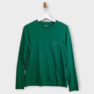 Vineyard Vines Shirt Youth XL (18) Green Casual Whale Logo Cotton Long Sleeve